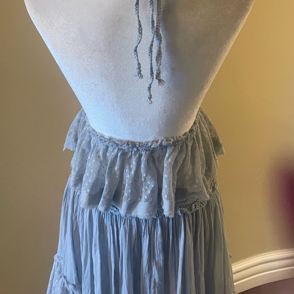 Free People Dusty Blue Polka Dot Printed Mini Skirt and Top Set - Picture 7 of 12